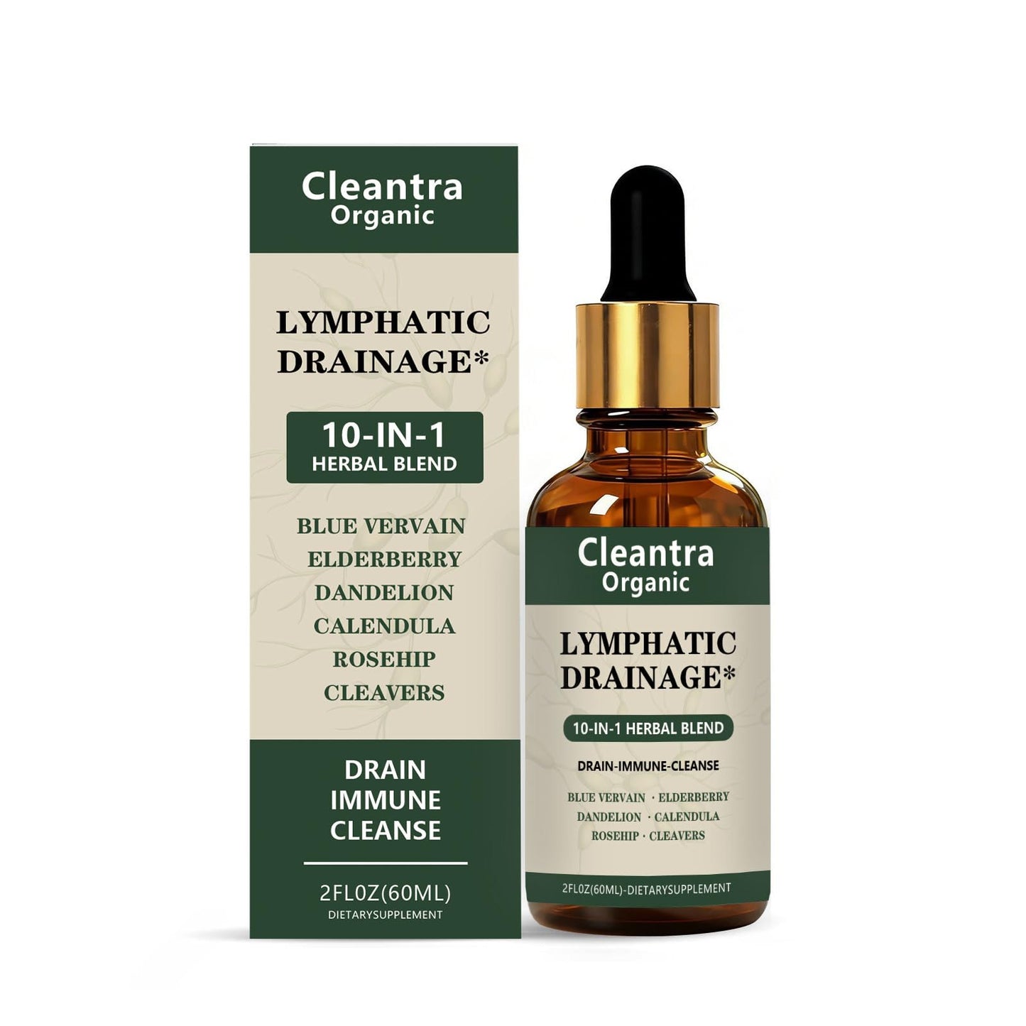 Cleantra Organic Lymphatic Drainage Drops,Natural Herbal Blend Lymphatic System Support Fast-Absorbing,Vegan & Non-GMO,Fast-Absorbing,2 fl oz (1PCS) - dailyvitalstore