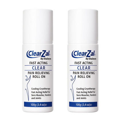 ClearZal Fast Acting Clear Pain Relieving Roll On Cooling Relief of Joint Pain, Muscle Pain, Muscle Soreness, and Swelling from Bruises or Injury - Non-Greasy - Homeopathy, 3.4oz Made in USA - dailyvitalstore