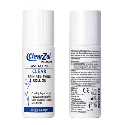 ClearZal Fast Acting Clear Pain Relieving Roll On Cooling Relief of Joint Pain, Muscle Pain, Muscle Soreness, and Swelling from Bruises or Injury - Non-Greasy - Homeopathy, 3.4oz Made in USA - dailyvitalstore
