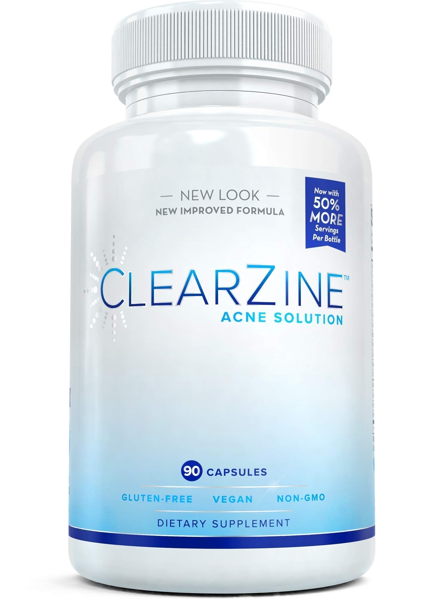 ClearZine Acne Pills for Teens & Adults | Clear Skin Supplement, Vitamins for Hormonal & Cystic Acne | Stop Breakouts, Oily Skin and Zits, 90 Caps - dailyvitalstore