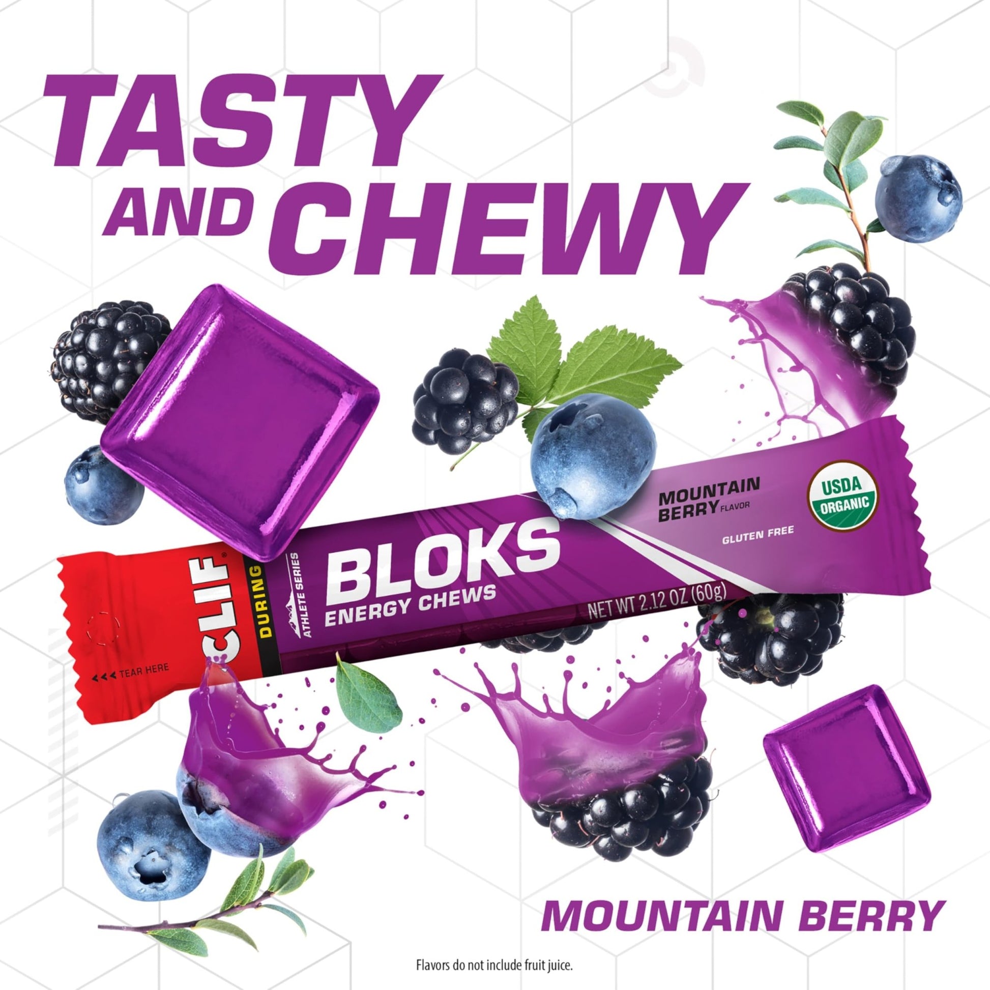 CLIF BLOKS - Mountain Berry Flavor - Energy Chews - Non-GMO - Plant Based - Fast Fuel for Cycling and Running - Quick Carbohydrates and Electrolytes - 2.12 oz. (18 Count) - dailyvitalstore