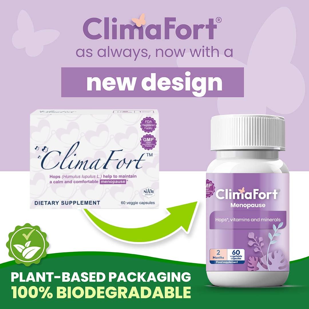 Climafort 60 Day Supply | Menopause Relief Pills | Natural Relief for Hot Flashes, Night Sweats, Mood Swings & Hormone Balance | Hops, Vitamins, and Minerals | 1 Capsule Daily - dailyvitalstore