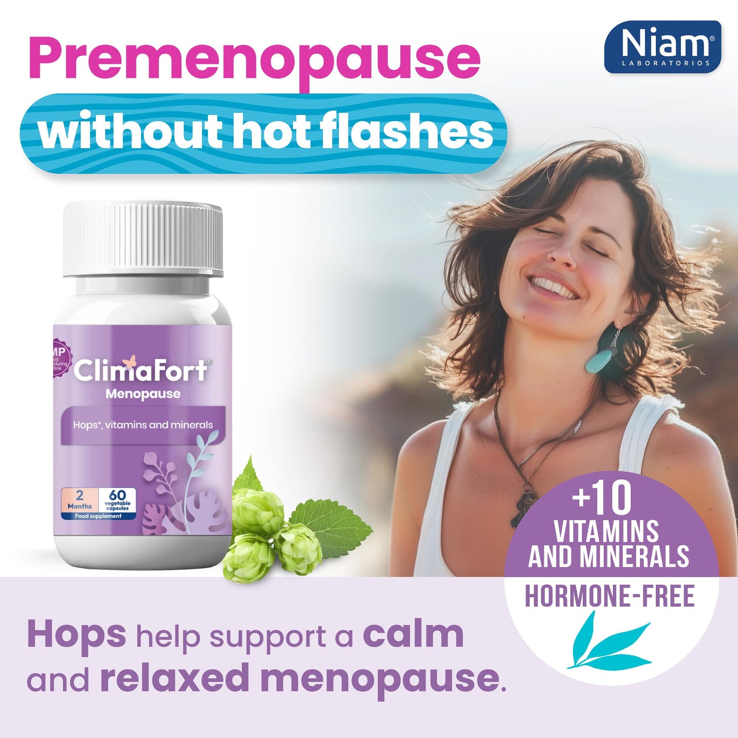 Climafort 60 Day Supply | Menopause Relief Pills | Natural Relief for Hot Flashes, Night Sweats, Mood Swings & Hormone Balance | Hops, Vitamins, and Minerals | 1 Capsule Daily - dailyvitalstore