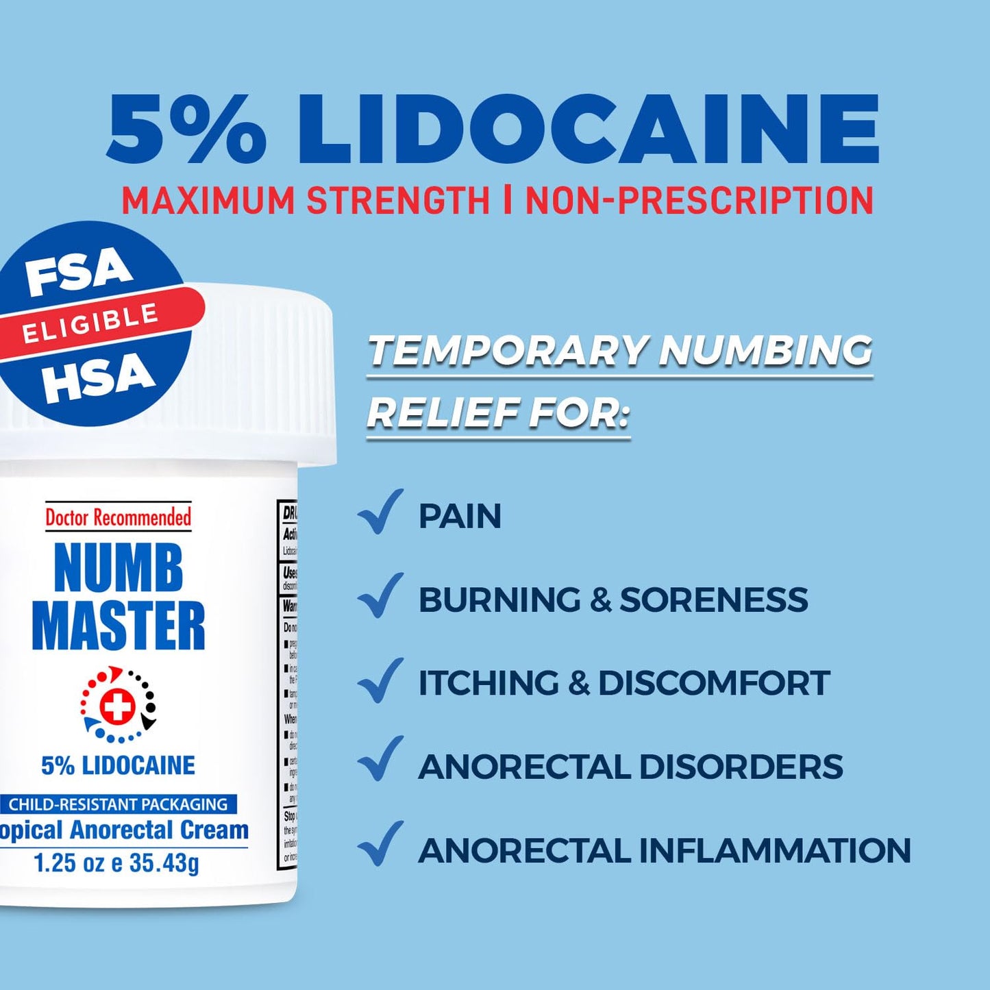 Clinical Resolution Numb Master 5% Lidocaine Numbing Cream for Pain Relief, Topical Anesthetic Burn Itch Cream Maximum Strength, Fast Acting Hemorrhoid Treatment with Vitamin E and Aloe, 1.25 Oz - dailyvitalstore