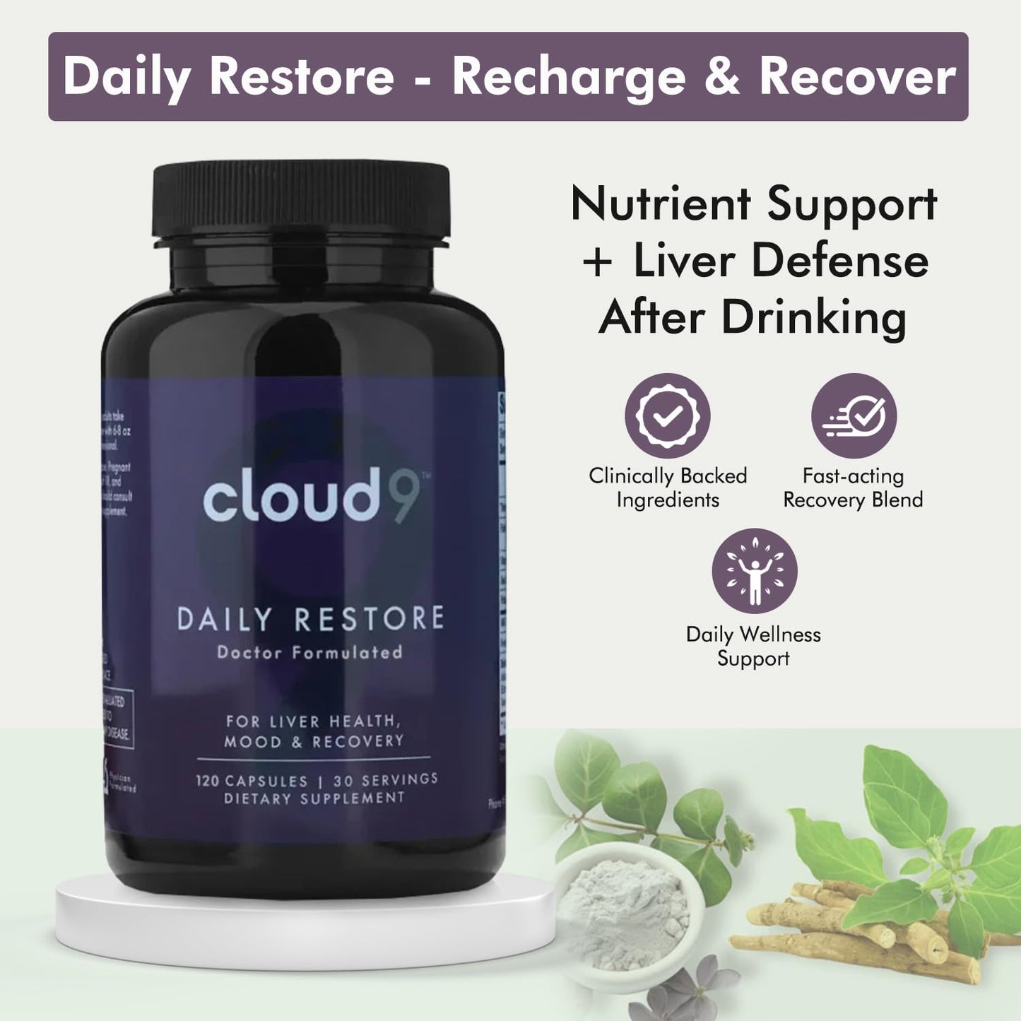 Cloud9 Daily Restore – Liver Detox & Recovery Supplement with Milk Thistle, NAC & B-Vitamins – Energy, Focus & Nutrient Support - dailyvitalstore