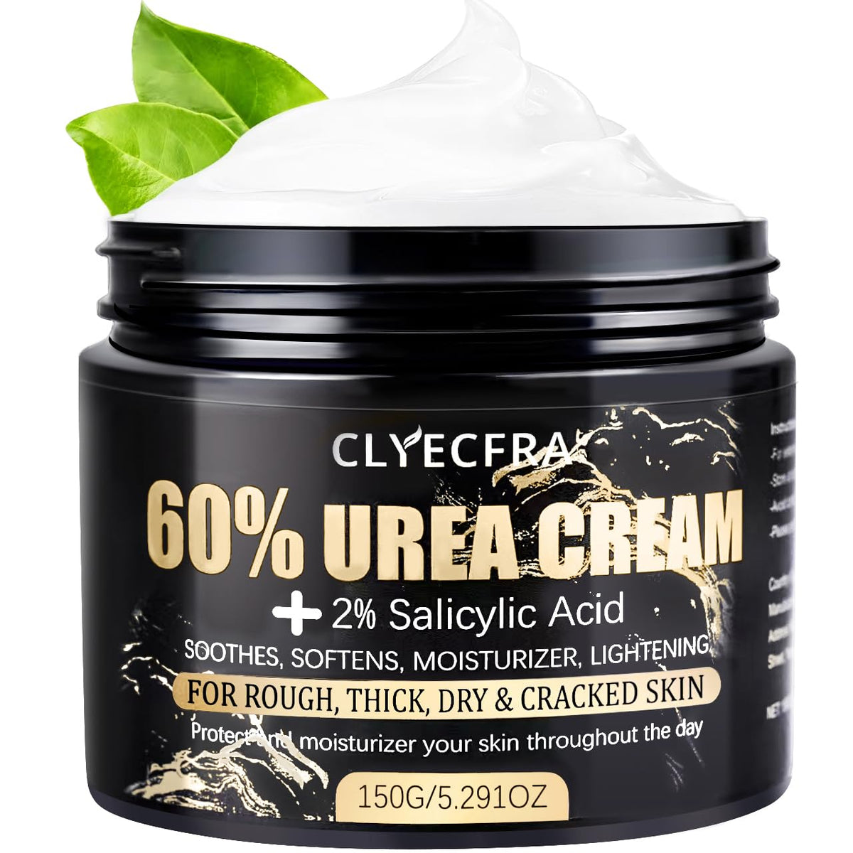 Clyecfra 60% Urea Cream with 2% Salicylic Acid, Urea Cream 60 Percent for Feet & Hands- Maximum Strength Moisturizer for Rough, Dry, Thick & Cracked Skin, Callus Remover, Deep Hydration, 150g - dailyvitalstore