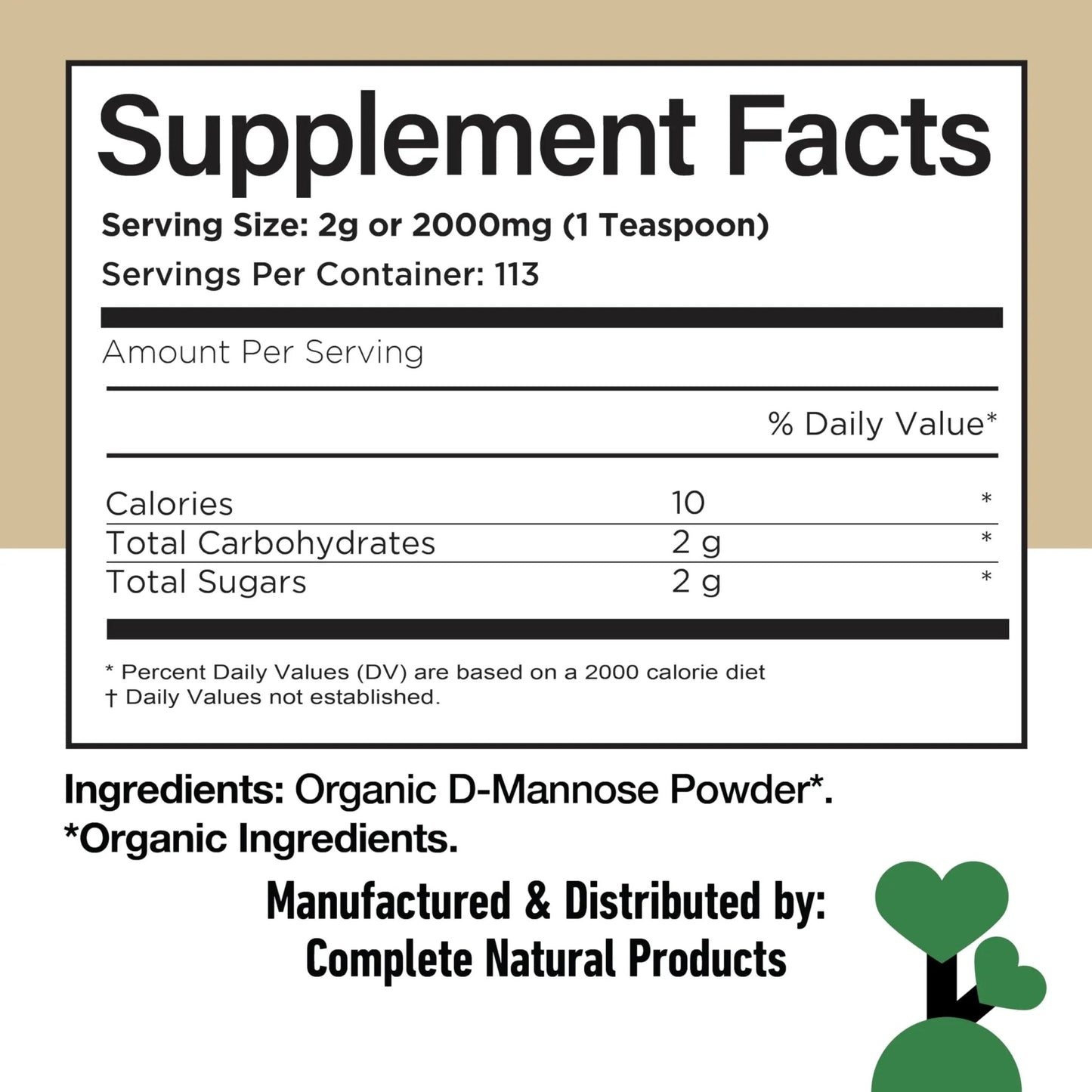 CNP Organic D Mannose Powder 2000mg - Powder D Mannose Supplement for UTI Support, Pure D-Mannose Powder from Guar Beans, Vegan Non GMO Clean Formula, Bladder Urinary Tract Health Supplement Use - dailyvitalstore