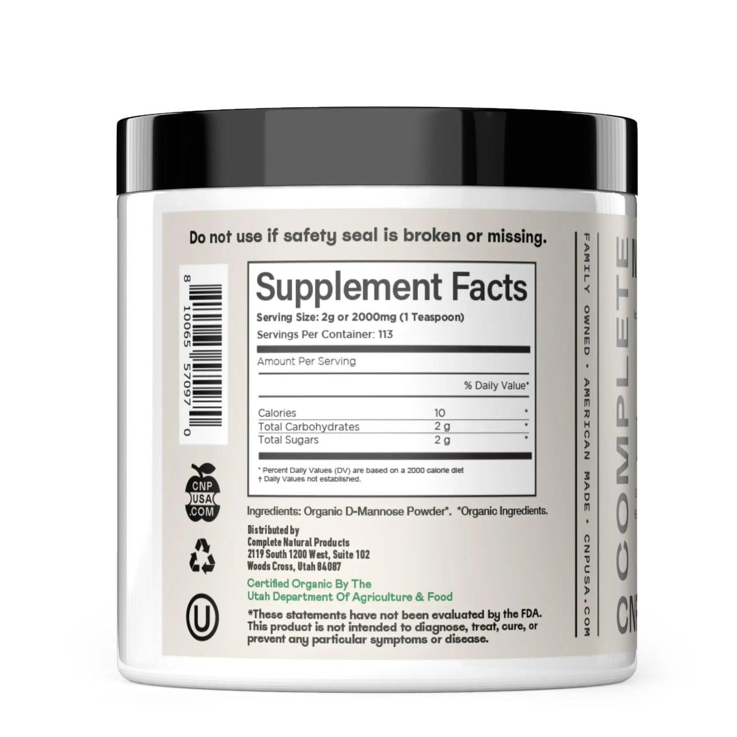 CNP Organic D Mannose Powder 2000mg - Powder D Mannose Supplement for UTI Support, Pure D-Mannose Powder from Guar Beans, Vegan Non GMO Clean Formula, Bladder Urinary Tract Health Supplement Use - dailyvitalstore