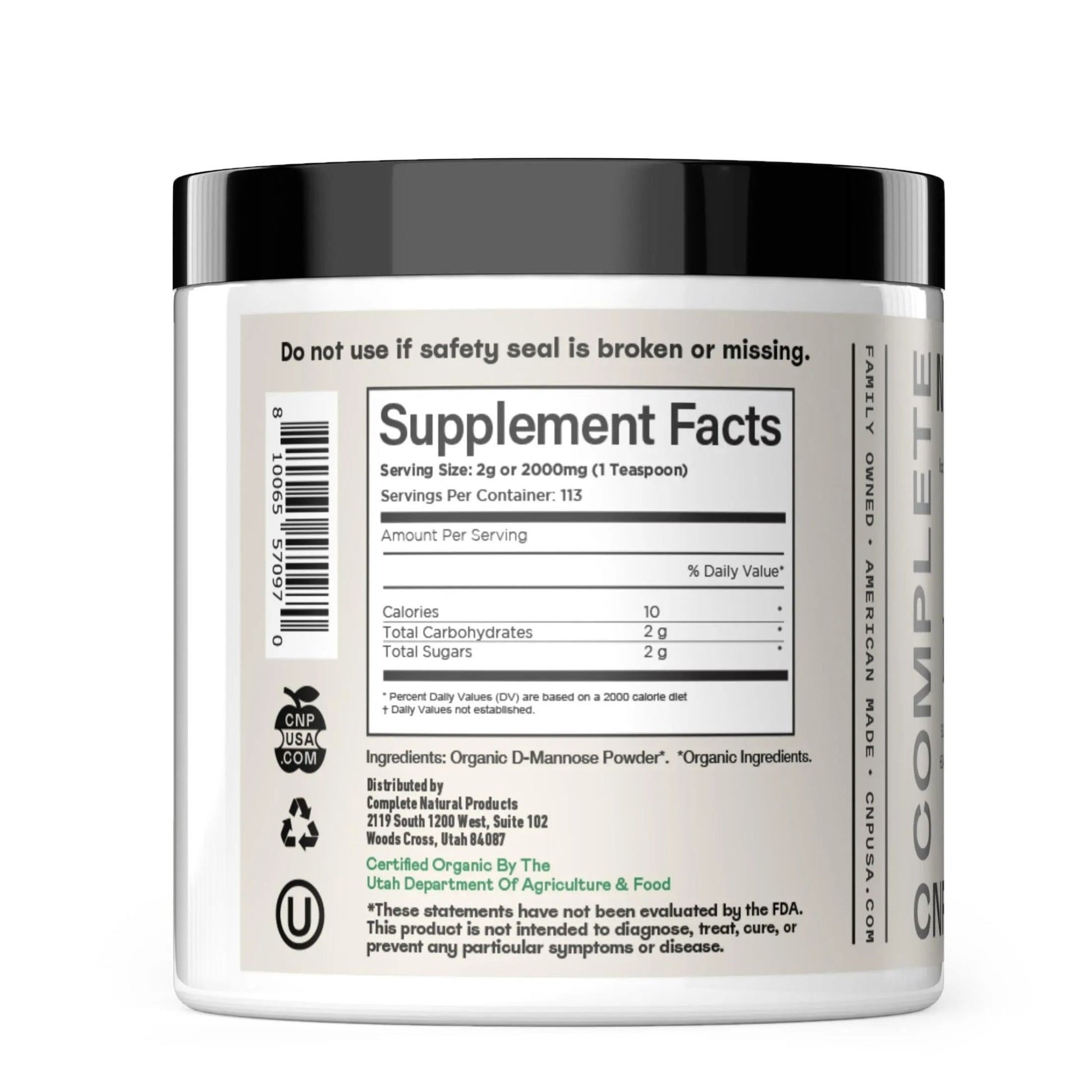 CNP Organic D Mannose Powder 2000mg - Powder D Mannose Supplement for UTI Support, Pure D-Mannose Powder from Guar Beans, Vegan Non GMO Clean Formula, Bladder Urinary Tract Health Supplement Use - dailyvitalstore