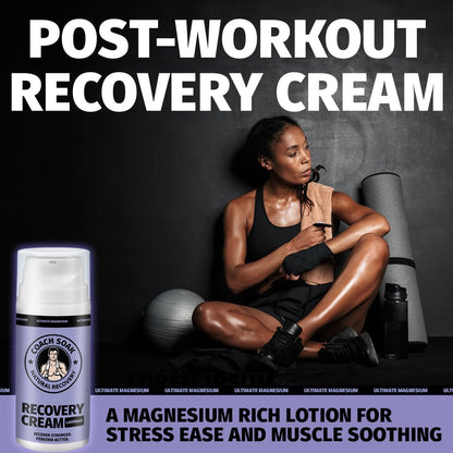 Coach Soak Magnesium Cream with MSM in Pump Bottle - Natural Recovery Cream with Magnesium Chloride & Menthol - Fast-Absorbing for Muscles & Joints, Lavender 3.4oz - dailyvitalstore