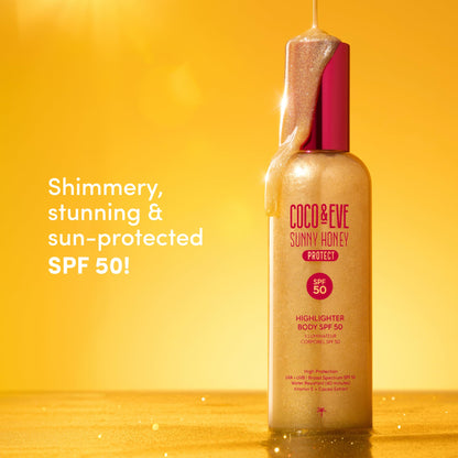 Coco & Eve Body Highlighter SPF 50 – Shimmer Sunscreen, Broad Spectrum Sun Protection, Lightweight Serum-Like Lotion with Pearlescent Minerals & Vitamin E for Hydrated & Glowing Skin, 5.07 Fl Oz - dailyvitalstore