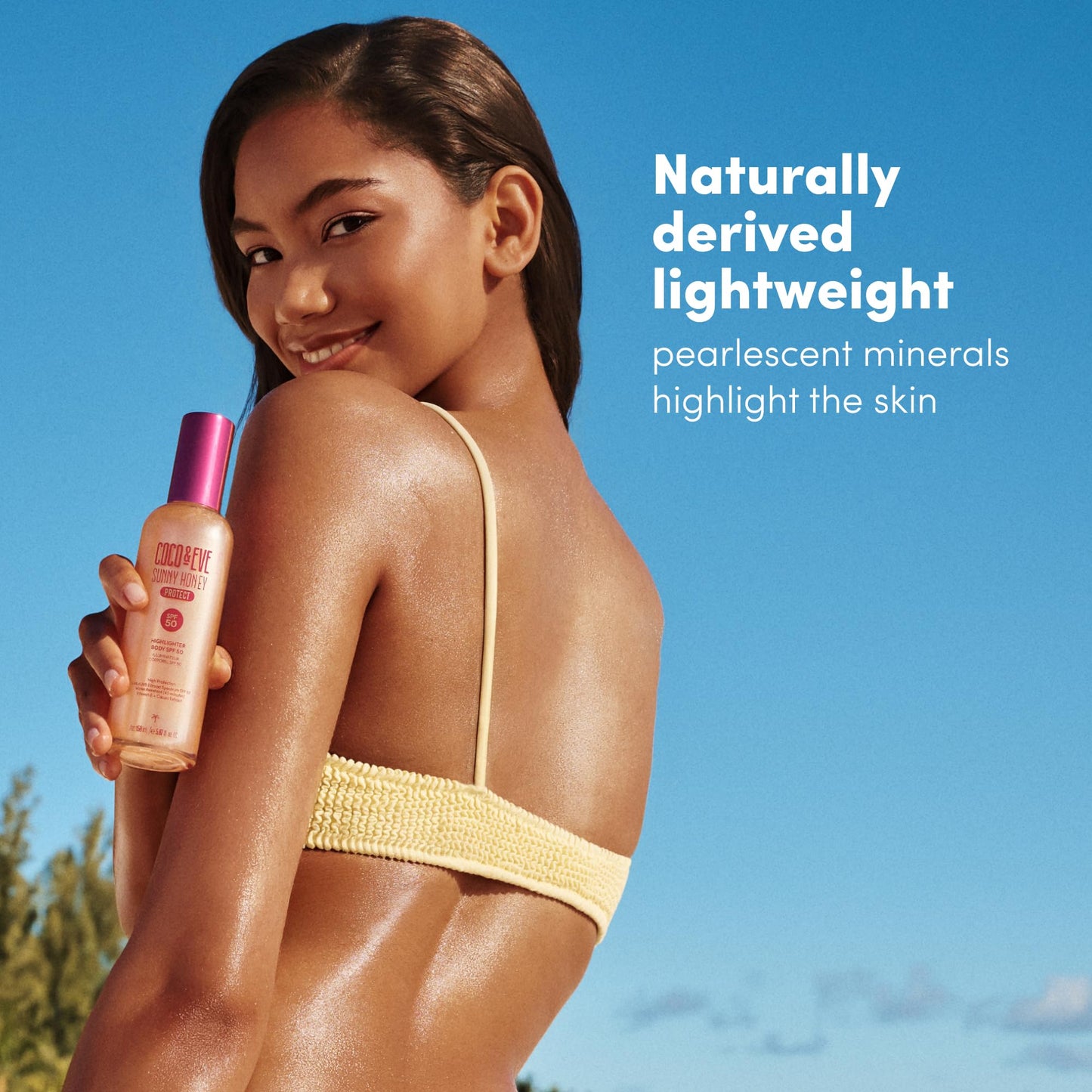 Coco & Eve Body Highlighter SPF 50 – Shimmer Sunscreen, Broad Spectrum Sun Protection, Lightweight Serum-Like Lotion with Pearlescent Minerals & Vitamin E for Hydrated & Glowing Skin, 5.07 Fl Oz - dailyvitalstore