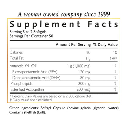 Cocó March N.M.D Pure Antarctic Krill Oil 1000mg – Omega 3 Fish Oil Supplement with EPA, DHA, Choline & Astaxanthin – Fast Absorption, Immune, Heart & Joint Support for Men & Women – 100 Softgels - dailyvitalstore