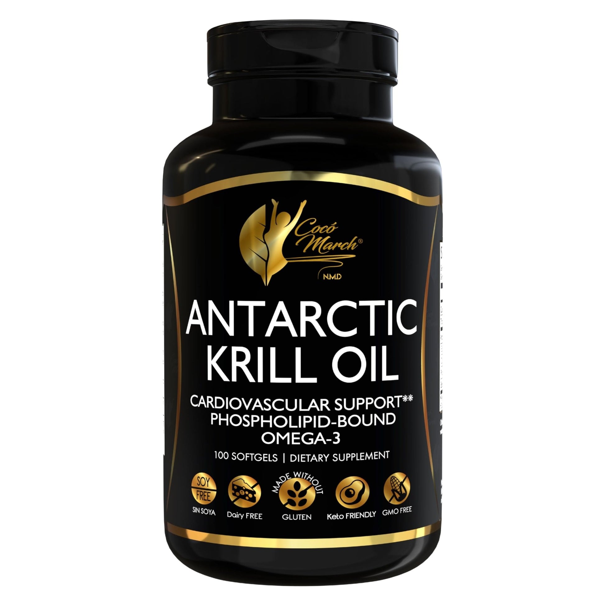 Cocó March N.M.D Pure Antarctic Krill Oil 1000mg – Omega 3 Fish Oil Supplement with EPA, DHA, Choline & Astaxanthin – Fast Absorption, Immune, Heart & Joint Support for Men & Women – 100 Softgels - dailyvitalstore