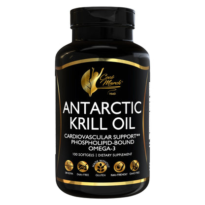 Cocó March N.M.D Pure Antarctic Krill Oil 1000mg – Omega 3 Fish Oil Supplement with EPA, DHA, Choline & Astaxanthin – Fast Absorption, Immune, Heart & Joint Support for Men & Women – 100 Softgels - dailyvitalstore