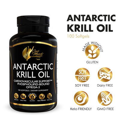 Cocó March N.M.D Pure Antarctic Krill Oil 1000mg – Omega 3 Fish Oil Supplement with EPA, DHA, Choline & Astaxanthin – Fast Absorption, Immune, Heart & Joint Support for Men & Women – 100 Softgels - dailyvitalstore