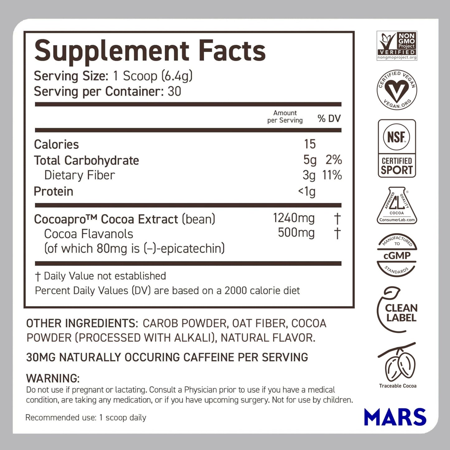 CocoaVia Cocoa Flavanols 500mg – Heart and Brain Support, High Flavanol Cocoa Extract, Boosts Nitric Oxide, Blood Circulation and Memory, Preworkout, Vegan - dailyvitalstore