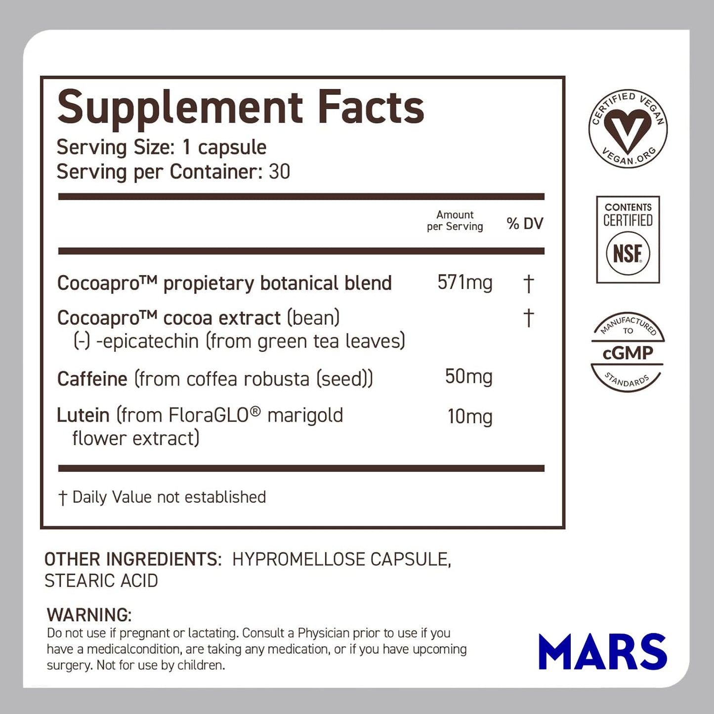 CocoaVia Memory & Focus Brain Supplement, 90 Day, Cocoa Flavanol Blend, Lutein, Added Caffeine for Boost. Improve Cognitive Function, Attention, Vegan & Plant Based, 90 Capsules - dailyvitalstore