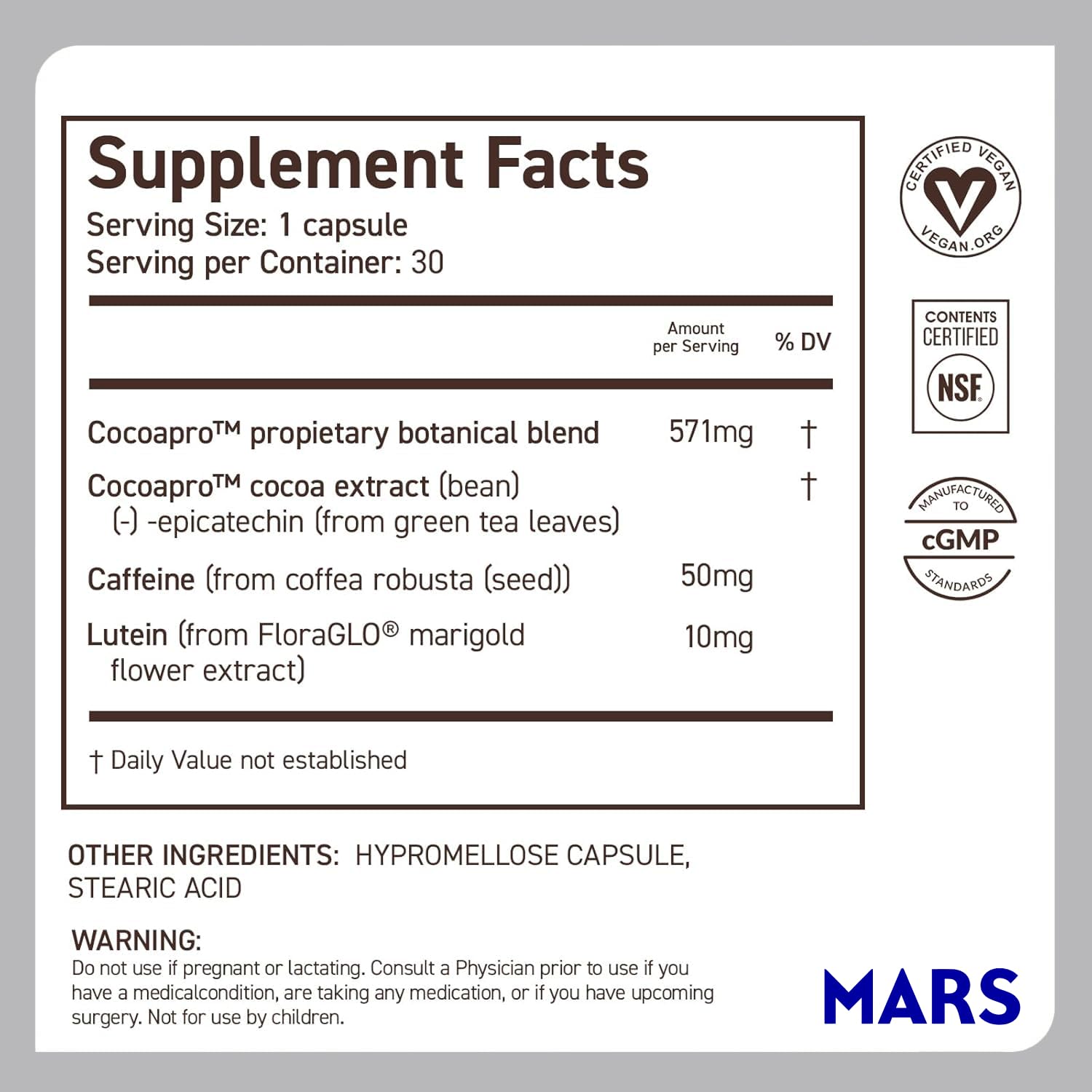 CocoaVia Memory & Focus Brain Supplement, 90 Day, Cocoa Flavanol Blend, Lutein, Added Caffeine for Boost. Improve Cognitive Function, Attention, Vegan & Plant Based, 90 Capsules - dailyvitalstore