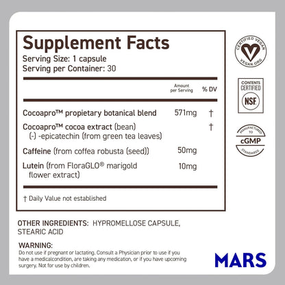 CocoaVia Memory & Focus Brain Supplement, 90 Day, Cocoa Flavanol Blend, Lutein, Added Caffeine for Boost. Improve Cognitive Function, Attention, Vegan & Plant Based, 90 Capsules - dailyvitalstore