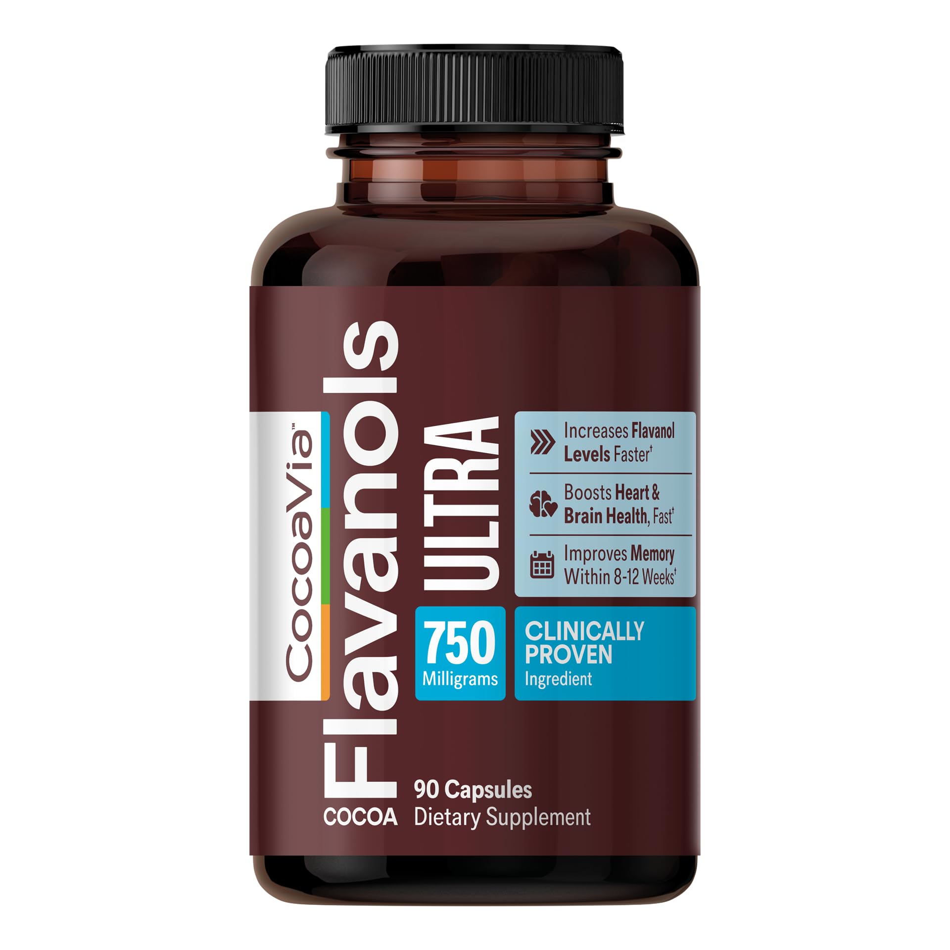 CocoaVia Ultra 750mg Cocoa Flavanols – Heart & Brain Support, Memory & Blood Circulation Booster, High Flavanol Cocoa for Nitric Oxide, Energy & Oxygen Boost - dailyvitalstore