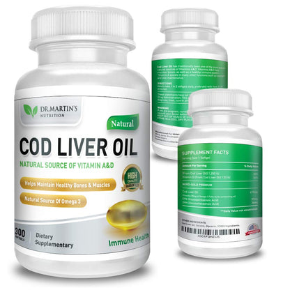 COD Liver Oil | 300 Softgels | Natural Source of Omega 3 Fatty Acids | Triple Strength | Best Immune Health, Healthy Bones & Muscle Dietary Supplement | - dailyvitalstore