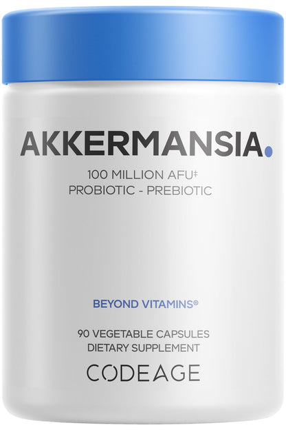Codeage Akkermansia Muciniphila Probiotic Supplement - 3-Month Supply of Akkermansia & Chicory Inulin - Daily Synbiotic Probiotic Chicory Root - 100 Million AFUs - Gluten-Free - 90 Capsules - dailyvitalstore