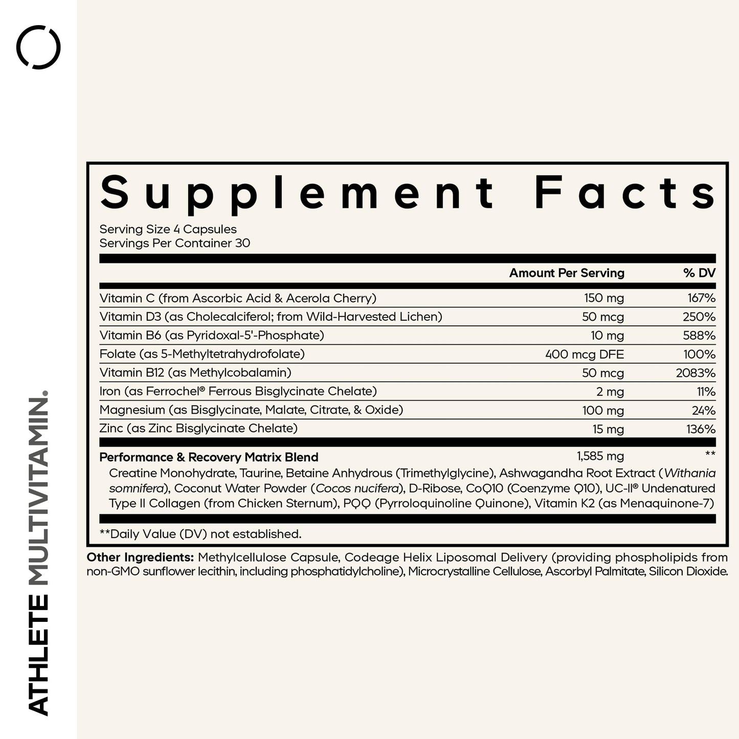 Codeage Athlete Multivitamin Platinum – Sports Supplement with Vitamins & Minerals, Folate, Iron & Magnesium, Creatine, Taurine, Electrolytes, CoQ10, PQQ, UC-II Collagen – Non-GMO – 120 Capsules - dailyvitalstore