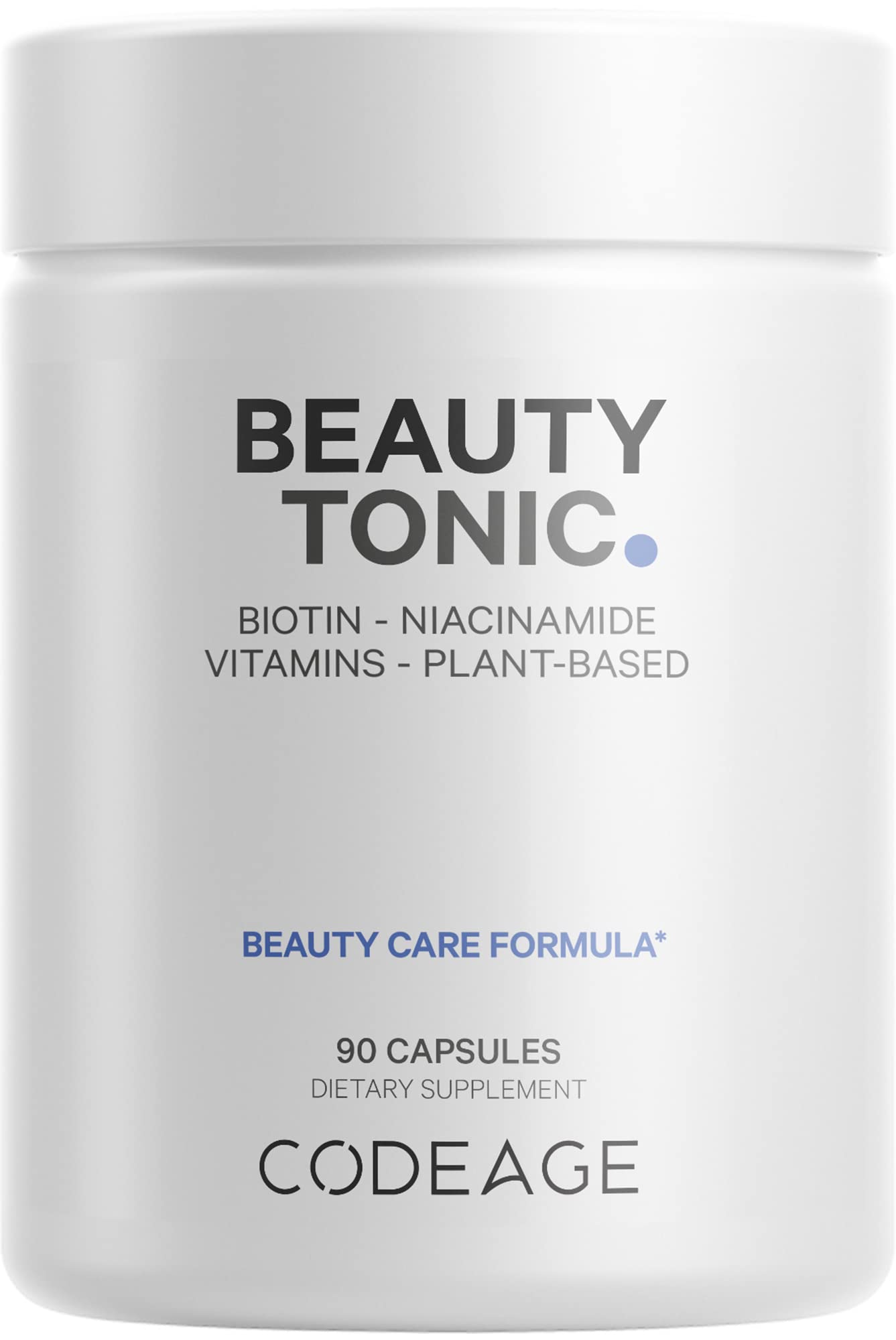 Codeage Biotin Supplement with Vitamin C, Vitamin E, Vitamin B6, Niacin, Folate, Organic Food Blend, Phytoceramides, Astaxanthin, Selenium - Beauty Tonic - Hair, Skin, and Nail Support - Vegan, 90 Ct - dailyvitalstore