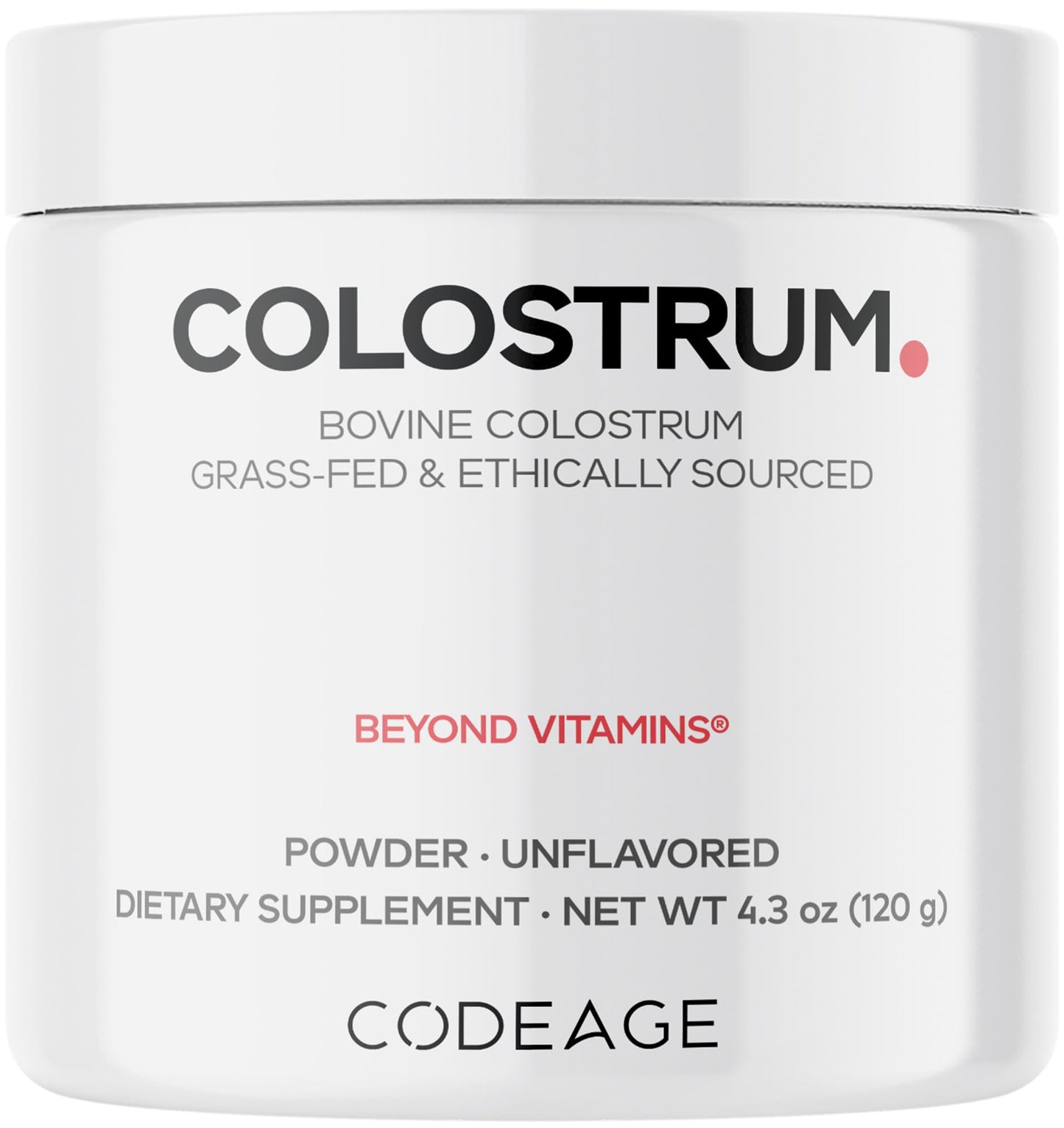 Codeage Bovine Colostrum Powder Supplement 4-Month Supply, 1000mg per Serving, Grass-Fed Ethically Sourced, Immunoglobulin-Rich Prized First Milk, Cold-Chain Pasteurized, Agglomerated, Non-GMO, 4.3 OZ - dailyvitalstore
