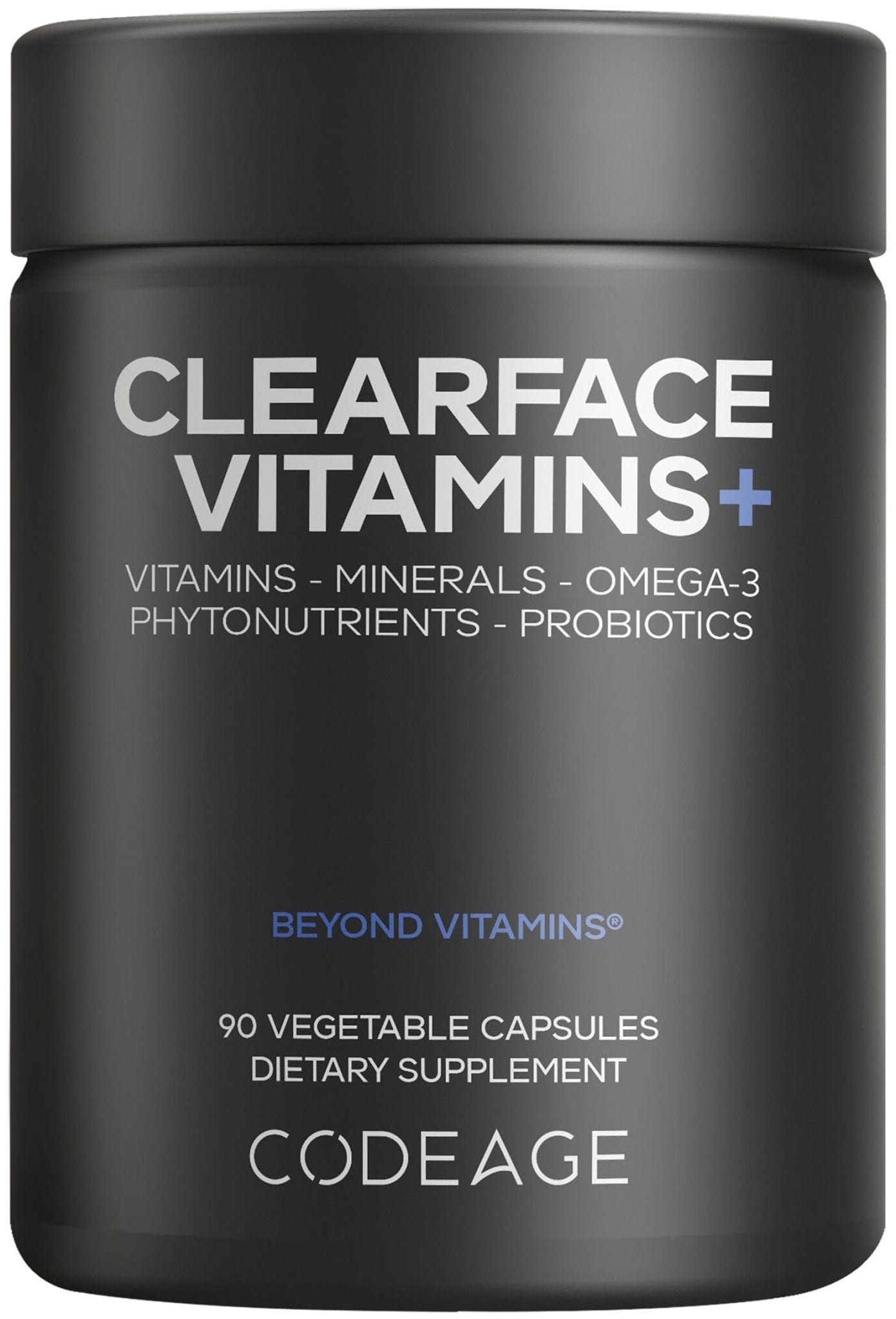 Codeage Clearface Pantothenic Acid, Niacin Supplement, Vitamins A, C, D3, E, Probiotics, Zinc, Riboflavin, Thiamin, L-Lysine HCL & Omega-3, Niacinamide, Skin Botanical Blend - Non-GMO - 90 Capsules - dailyvitalstore