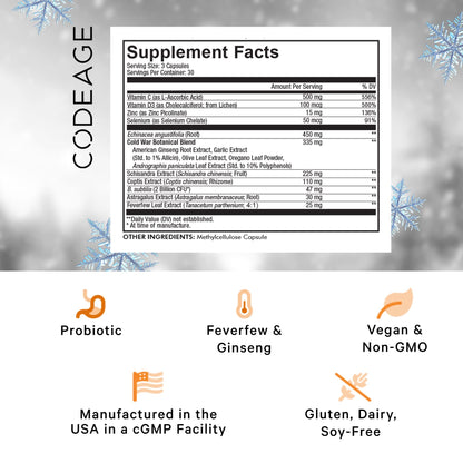 Codeage Clearhead Echinacea+ Supplement - Echinacea, Schisandra, Feverfew, Coptis, American Ginseng, Astragalus, Garlic, Probiotics, Vitamins C & D3, Zinc, Selenium - Clear Head Vitamin - 90 Capsules - dailyvitalstore