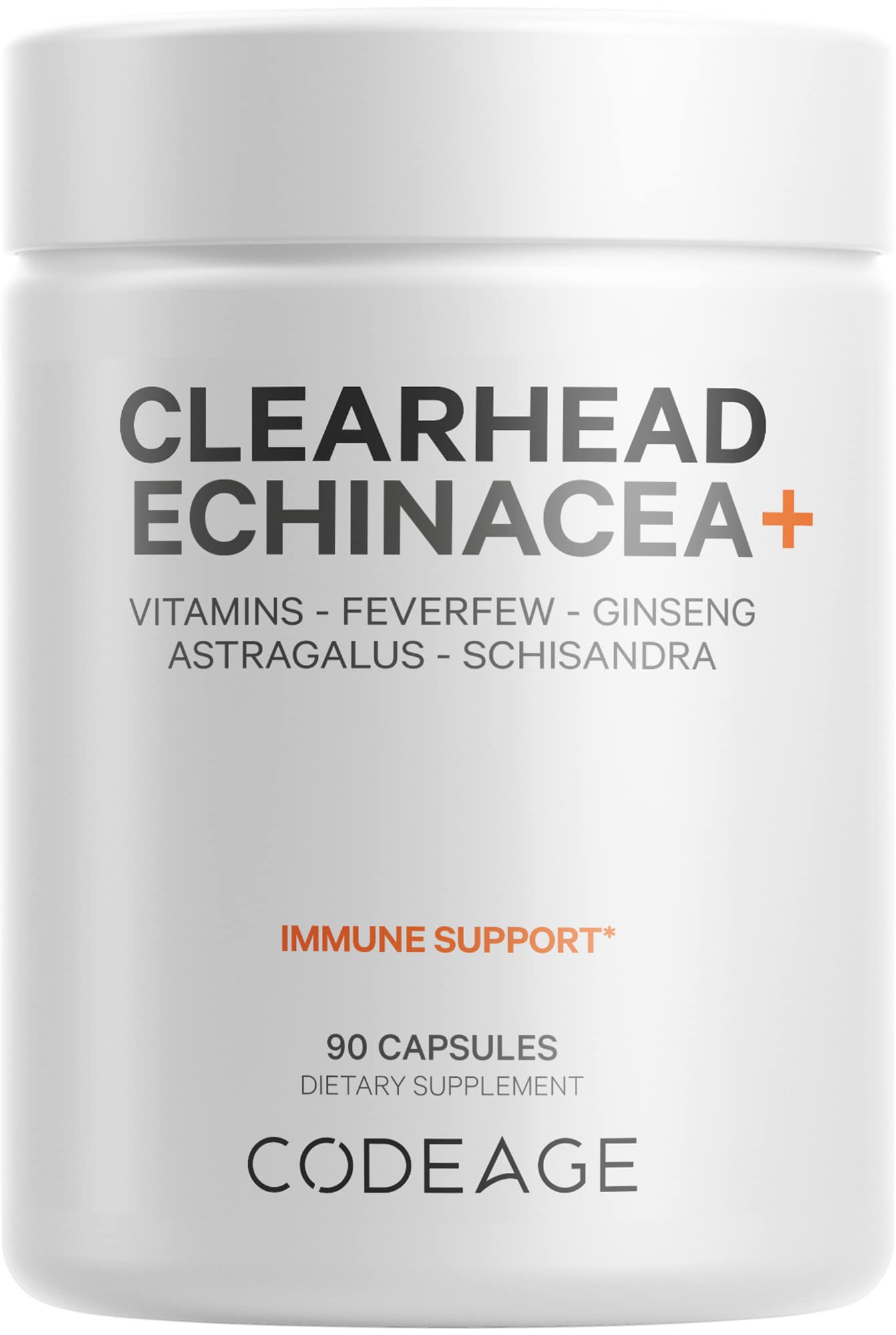 Codeage Clearhead Echinacea+ Supplement - Echinacea, Schisandra, Feverfew, Coptis, American Ginseng, Astragalus, Garlic, Probiotics, Vitamins C & D3, Zinc, Selenium - Clear Head Vitamin - 90 Capsules - dailyvitalstore