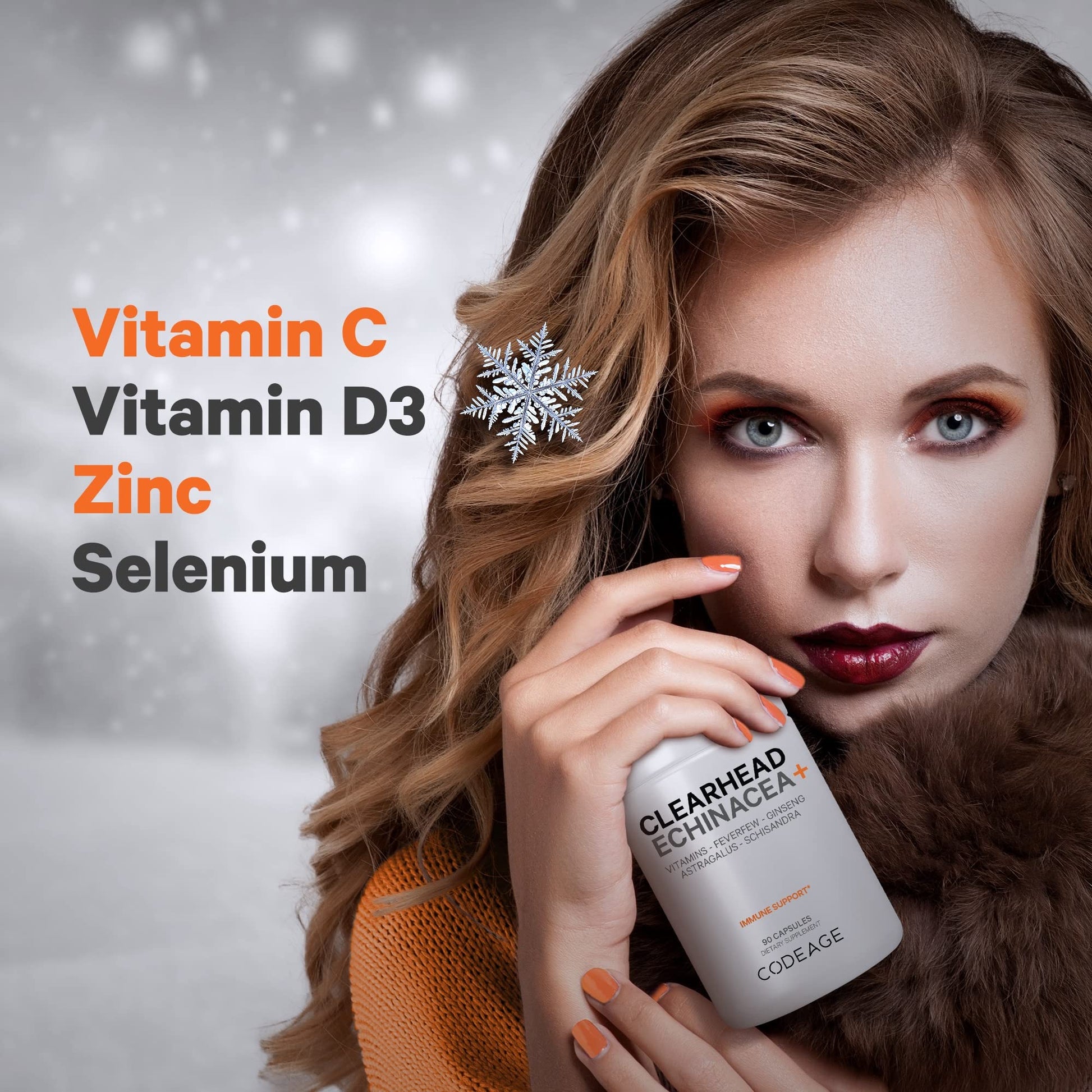 Codeage Clearhead Echinacea+ Supplement - Echinacea, Schisandra, Feverfew, Coptis, American Ginseng, Astragalus, Garlic, Probiotics, Vitamins C & D3, Zinc, Selenium - Clear Head Vitamin - 90 Capsules - dailyvitalstore