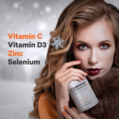 Codeage Clearhead Echinacea+ Supplement - Echinacea, Schisandra, Feverfew, Coptis, American Ginseng, Astragalus, Garlic, Probiotics, Vitamins C & D3, Zinc, Selenium - Clear Head Vitamin - 90 Capsules - dailyvitalstore