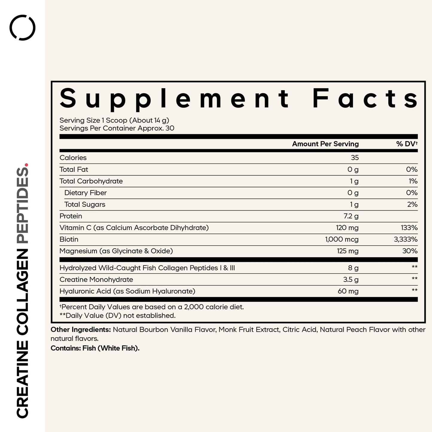 Codeage Creatine Collagen Peptides - Creatine Monohydrate Powder Supplement, Wild-Caught Marine Collagen, Biotin, Magnesium, Vitamin C, Hyaluronic Acid - Vanilla Flavored - Non-GMO - 15 Oz - dailyvitalstore