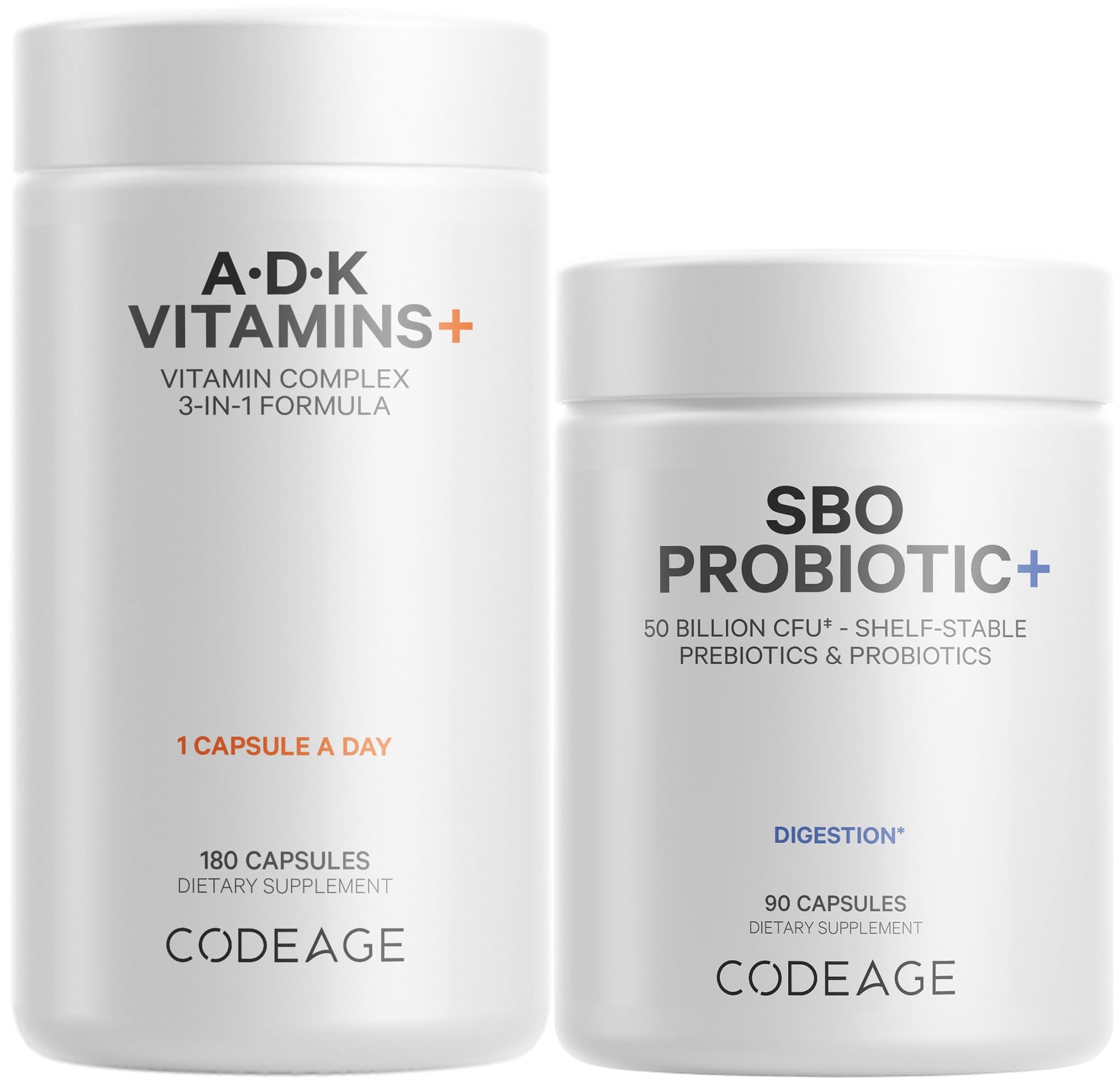 Codeage Daily ADK Vitamin & Probiotic Bundle – Vitamin A Retinyl Palmitate, Vitamin D3 Cholecalciferol, Vitamin K, 50 Billion CFU SBO Probiotic Blend, Non-GMO - dailyvitalstore