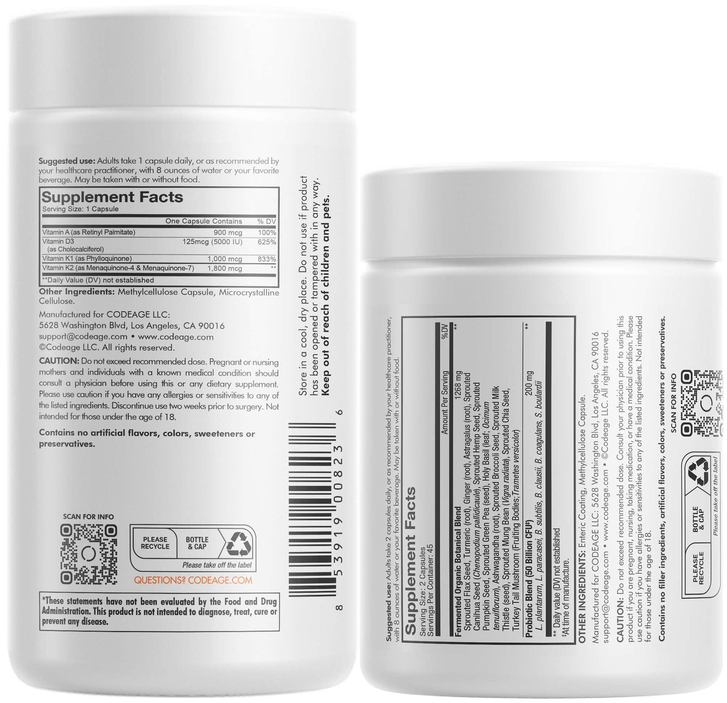Codeage Daily ADK Vitamin & Probiotic Bundle – Vitamin A Retinyl Palmitate, Vitamin D3 Cholecalciferol, Vitamin K, 50 Billion CFU SBO Probiotic Blend, Non-GMO - dailyvitalstore