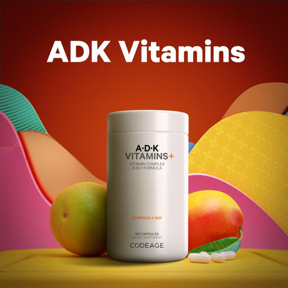 Codeage Daily ADK Vitamin & Probiotic Bundle – Vitamin A Retinyl Palmitate, Vitamin D3 Cholecalciferol, Vitamin K, 50 Billion CFU SBO Probiotic Blend, Non-GMO - dailyvitalstore