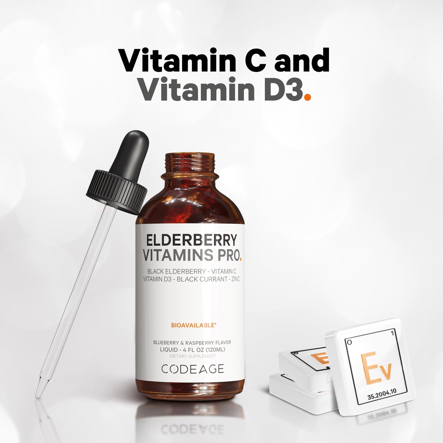 Codeage Elderberry Vitamins Pro - Organic Black Elderberry Liquid Drops - Vitamin C, D3, Zinc, Black Currant - 2-Month Supply - Black Sambucus Liquid - Supplement for Adults & Kids - 4 fl oz - dailyvitalstore