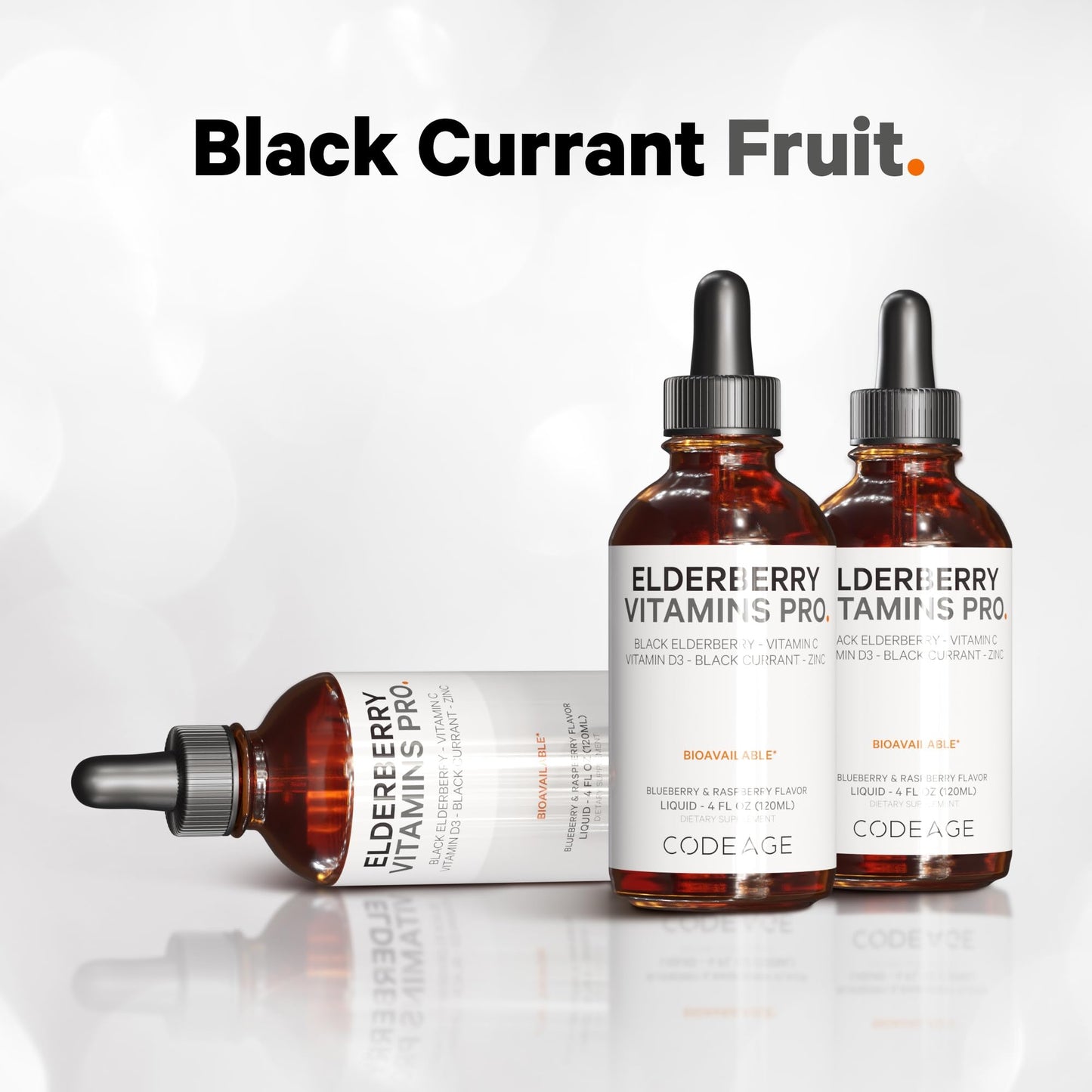 Codeage Elderberry Vitamins Pro - Organic Black Elderberry Liquid Drops - Vitamin C, D3, Zinc, Black Currant - 2-Month Supply - Black Sambucus Liquid - Supplement for Adults & Kids - 4 fl oz - dailyvitalstore