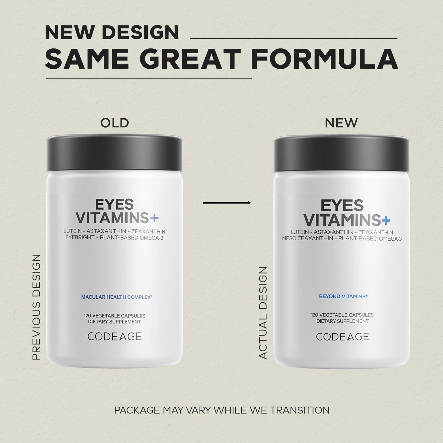 Codeage Eyes Vitamins - AREDS 2 Based Formula Supplement - 2-Month Supply - Vitamins A, C, E, Zinc, Lutein, Astaxanthin, Zeaxanthin, Eyebright, Marigold, Bilberry, Saffron, Omega-3-120 Capsules - dailyvitalstore