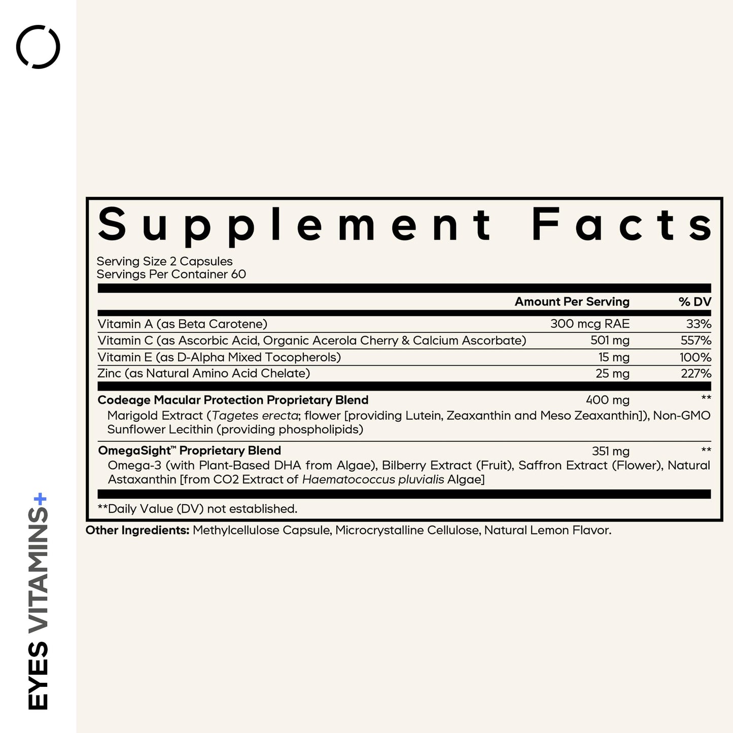 Codeage Eyes Vitamins - AREDS 2 Based Formula Supplement - 2-Month Supply - Vitamins A, C, E, Zinc, Lutein, Astaxanthin, Zeaxanthin, Eyebright, Marigold, Bilberry, Saffron, Omega-3-120 Capsules - dailyvitalstore