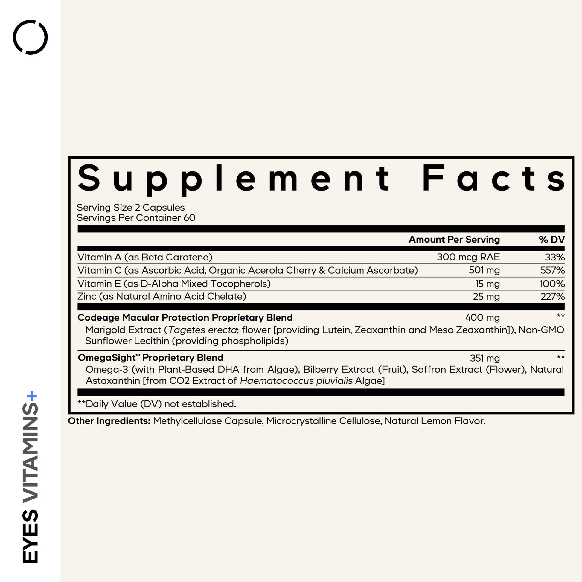 Codeage Eyes Vitamins - AREDS 2 Based Formula Supplement - 2-Month Supply - Vitamins A, C, E, Zinc, Lutein, Astaxanthin, Zeaxanthin, Eyebright, Marigold, Bilberry, Saffron, Omega-3-120 Capsules - dailyvitalstore