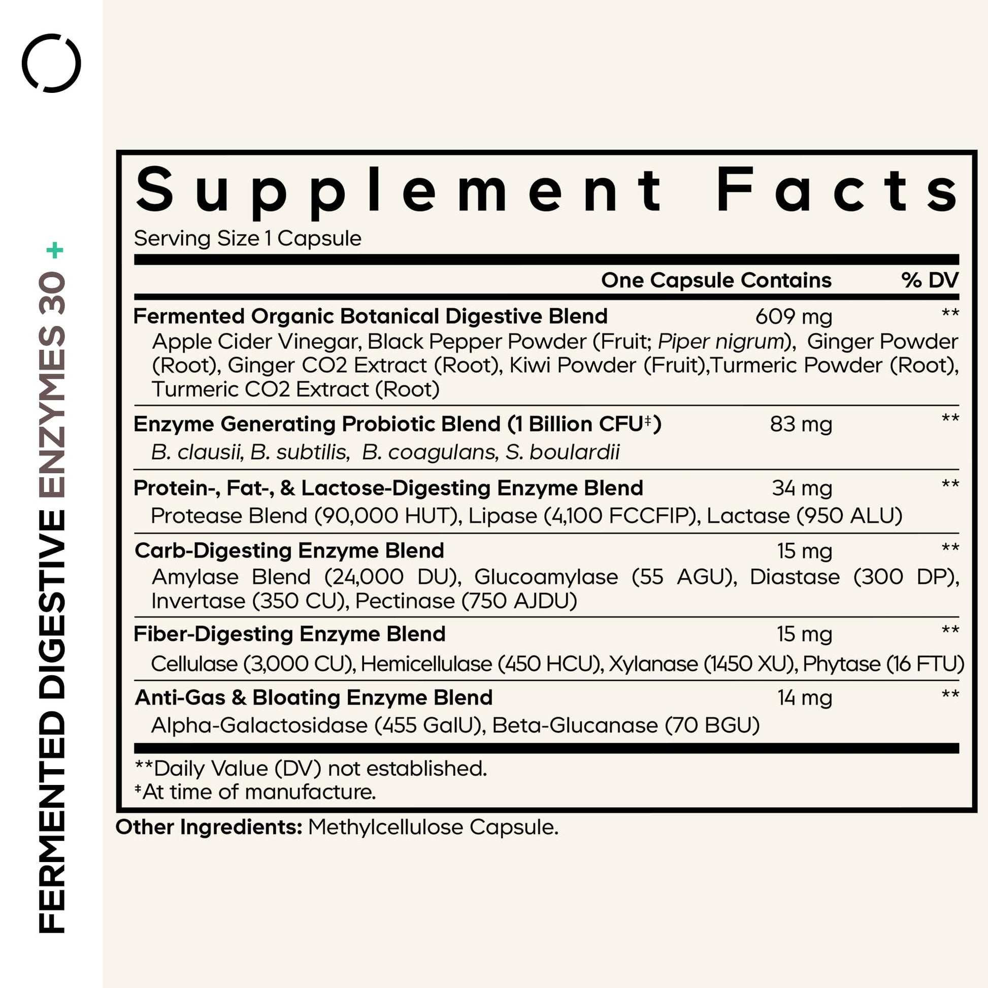 Codeage Fermented Digestive Enzymes Supplement - 14 Digestive Enzymes, Probiotics, Prebiotics, Fermented Botanicals, Plant-Based Multi Pancreatic Enzymes - 1 Capsule a Day - 30 Capsules - dailyvitalstore