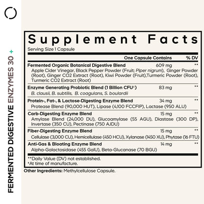 Codeage Fermented Digestive Enzymes Supplement - 14 Digestive Enzymes, Probiotics, Prebiotics, Fermented Botanicals, Plant-Based Multi Pancreatic Enzymes - 1 Capsule a Day - 30 Capsules - dailyvitalstore