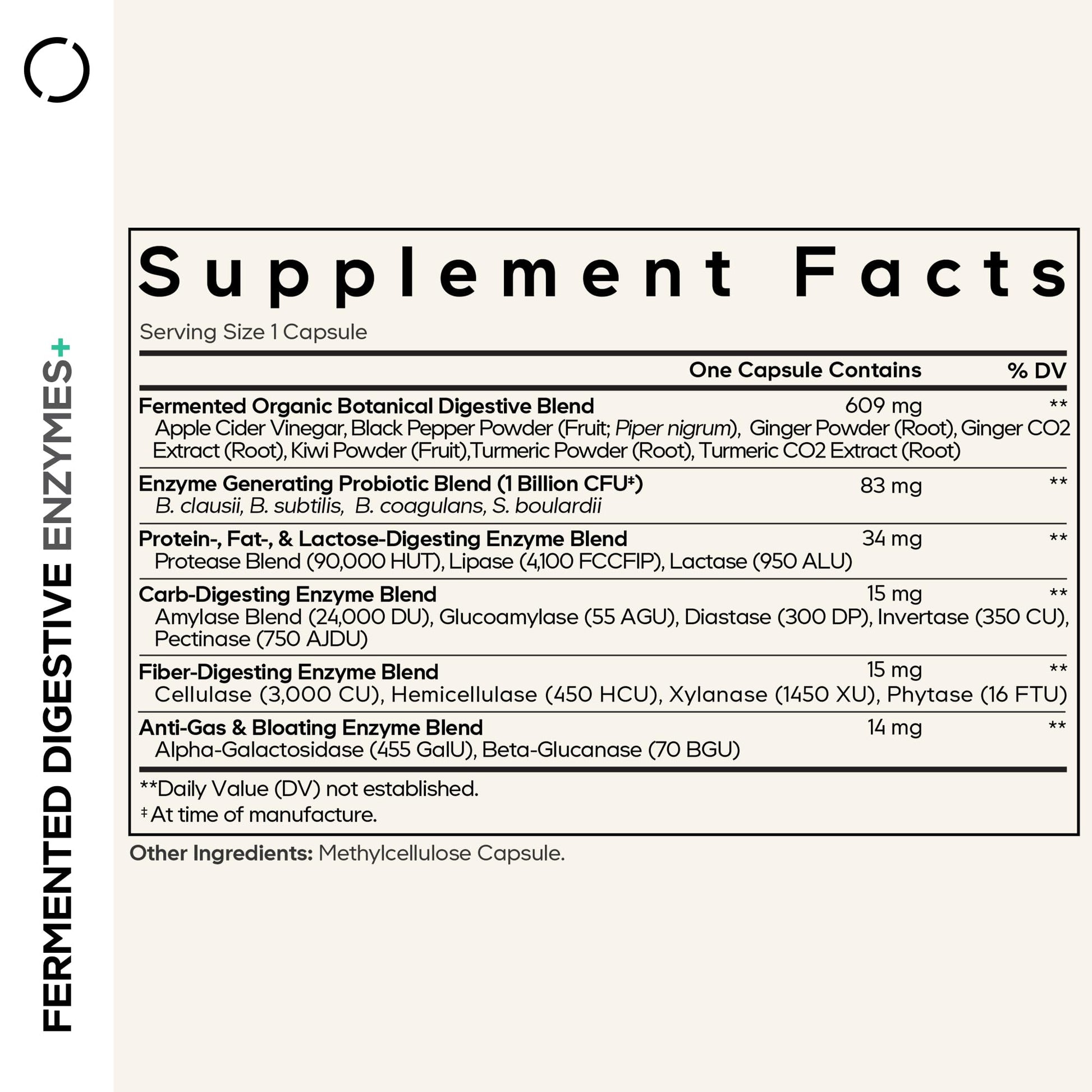 Codeage Fermented Digestive Enzymes Supplement 3-Month Supply - 14 Digestive Enzymes, Probiotics, Prebiotics, Fermented Botanicals, Plant-Based Multi Pancreatic Enzymes - 1 Capsule a Day - 90 Capsules - dailyvitalstore