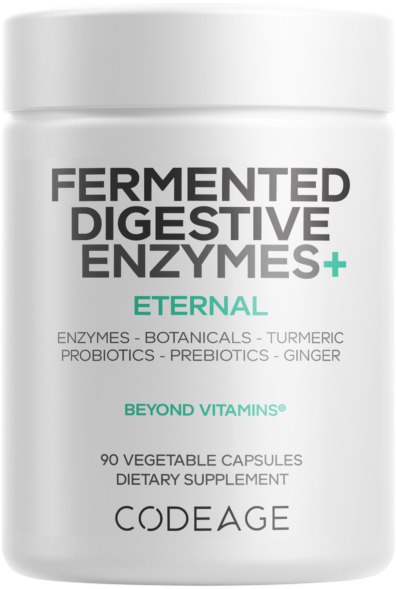 Codeage Fermented Digestive Enzymes Supplement 3-Month Supply - 14 Digestive Enzymes, Probiotics, Prebiotics, Fermented Botanicals, Plant-Based Multi Pancreatic Enzymes - 1 Capsule a Day - 90 Capsules - dailyvitalstore