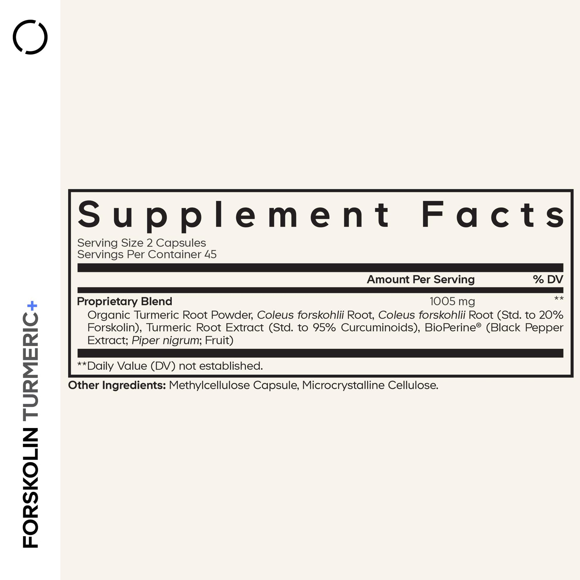 Codeage Forskolin, Pure Forskolin Coleus + Organic Turmeric Root Powder, 95% Curcuminoids + Bioperine Black Pepper - 20% Standardized Coleus Forskohlii Supplement - Non-GMO - 90 Capsules - dailyvitalstore