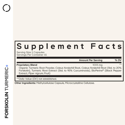 Codeage Forskolin, Pure Forskolin Coleus + Organic Turmeric Root Powder, 95% Curcuminoids + Bioperine Black Pepper - 20% Standardized Coleus Forskohlii Supplement - Non-GMO - 90 Capsules - dailyvitalstore